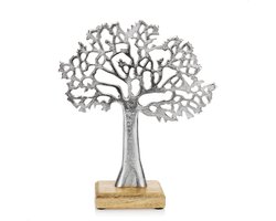 Decoratieve Levensboom Metaal op Houten Voet - Tafel Ornament Woonaccessoire