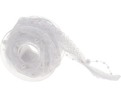 Decoratieve Linten van Stof 5m Kant Tape voor Cadeauverpakking en DIY Knutselprojecten, Geschikt voor Kerstdecoratie en Naaiwerk (Wit)