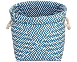 Decoratieve mand - multifunctioneel - 1 stuk - blauw en wit - 32 x 32 x 27 cm