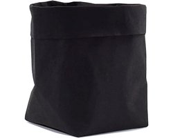 Decoratieve mand - Opbergmand papier - Keuken en huis - Wasbaar kraftpapier - 25 x 25 x 40 cm - Zwart