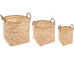 Decoratieve Manden - Naturel - Set van 3  - Handgemaakt - Atmosphera