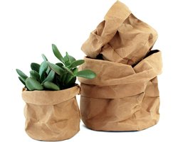 Decoratieve Manden - Opbergers Papier - Planten en Decoratie - Wasbaar Kraftpapier - 3 Stuks - Natuurlijk
