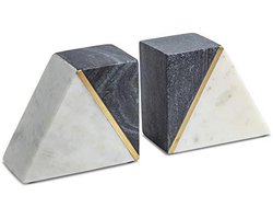 Decoratieve Marmeren Boeksteunen Set van 2 - Handgemaakt Zware Boekstoppers met Antislip Onderzijde