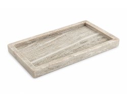 Decoratieve Marmeren Schaal – Rechthoekig Dienblad 31 x 18 cm – Marmer Plateau – Sieradenschaal – Sleutelbakje – Kaarsenplateau – Luxe Woondecoratie – Natuursteen Organizer