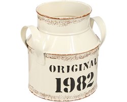 Decoratieve metalen kan “Original 1982” Crème Roest H16cm 2 stuks, 2 S