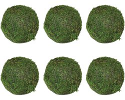 Decoratieve Mosballen - Natuurlijk Groen Decor - Huis Tafel Decoratie - Handgemaakt Gedroogd - 10 cm Diameter - Groen