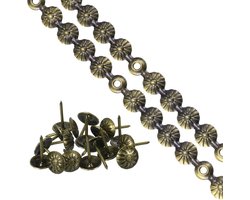 Decoratieve Nagels - Meubel Spijkers - Meubel Bekleding - Vintage Bloemvorm - 1 Meter Strip - Brons