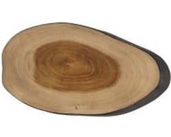 Decoratieve onderlegger Teak Boomstamsnede - Slice - gewaxt teak - 28x17x2.5cm - FSC 100% - Naturel/Zwart