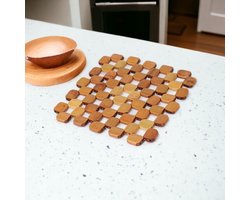 Decoratieve onderzetters 195 cm - Set van 2 - Houten onderzetters - Bescherming voor tafel en werkblad - Natuurlijk hout - Flexibel en licht - Ideaal voor potten en pannen