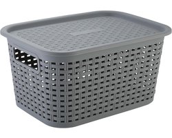 Decoratieve opbergmand met deksel in grijs – Flexibel en praktisch
