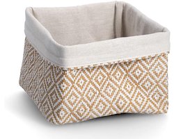 Decoratieve Opbergmand Mozaïekpatroon Katoen Papier Beige Wit