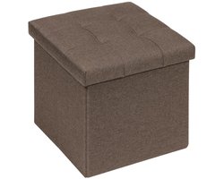 Decoratieve Opbergpoef – Klapkruk en Speelgoedkist van Linnen Stof voor Slaapkamer of Woonkamer, Bruin, 32 cm