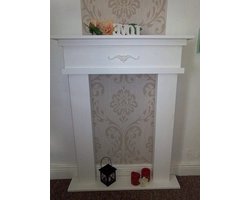 Decoratieve open haard - Schoorsteenmantel Schouw - Woonkamer Decoratie - Handgemaakt massief hout - H 103cm B 80cm - Wit