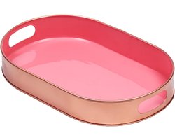 Decoratieve Ovale Dienblad Metaal Roze - Scandinavische Stijl - 32 cm