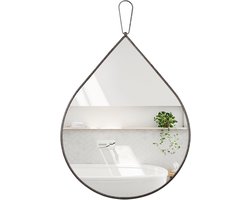 Decoratieve Ovale Druppelvormige Wandspiegel met Koperkleurig Metalen Frame - Badkamer & Woonkamer