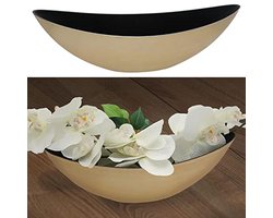 Decoratieve Ovale Schaal voor Planten │ 34 x 11,3 x 11 cm │ Goud Zwart Kunststof Boottype