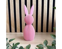 Decoratieve Paashaas 14 cm hoog - Roze - JM Woods