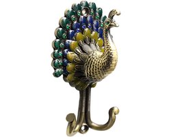 Decoratieve Pauwen Haak Met 2 Haken - Antieke Kapstokhaak voor Jassen en Handdoeken - Wanddecoratie