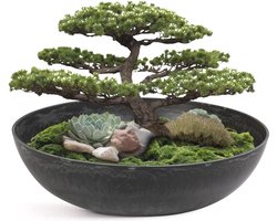 Decoratieve plantenpot voor buiten - Antraciet gemarmerd - 37 x 10,5 cm