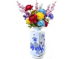 Decoratieve Porseleinen Beeldjes en Vaas, Aesthetic Sculptuur voor Thuisdecoratie en Trouwringen, Chrysant Thema