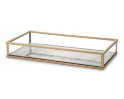 Decoratieve Rechthoekige Marmeren Serveerschaal met Glazen Rand