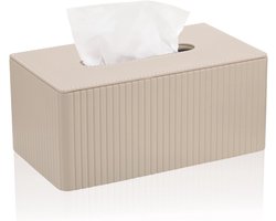 Decoratieve Rectangulaire Tissue Box van PU Leer voor Woonkamer, Badkamer en Kantoor - Beige, 25 x 14 x 11.5 cm, Stijlvol en Functioneel Accessoire voor Papieren Zakdoeken
