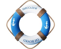Decoratieve Reddingsboeien voor aan de Muur | Strandthema Wanddecoratie | Blauw en Wit Levensring voor Thuis en Deurdecoratie