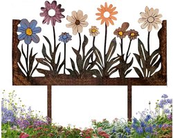 Decoratieve Roestige Tuinstaken - Set van Metalen Bloemen - Vintage Tuinornamenten voor Buiten - Weerbestendige Tuindecoratie voor Gazon, Terras & Bloembedden - Rustieke Metalen Tuinstokken - Hoogte Cadeau voor Tuinliefhebbers