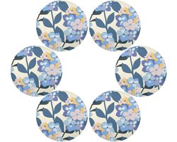 Decoratieve Ronde Placemats - Tafelonderleggers Set - Bescherming Eettafel - Waterdicht en Hittebestendig - 45x30 cm - Hortensia Paars