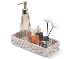 Decoratieve rotan badkamer opbergmand voor handdoeken en toiletartikelen