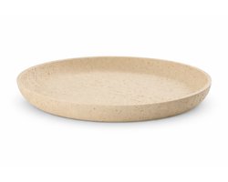 Decoratieve Schaal Beige 30 cm – Polyhars Dienblad met Zandstructuur – Ronde Sier schaal voor Tafel, Woondecoratie & Organizer – Ø30 x 3 cm