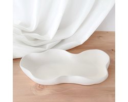 Decoratieve schaal- Onregelmatige rand -Golvend schaal-Woonkamer decoratie-Wit