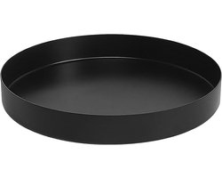 Decoratieve schaal, zwart, rond, serveerschaal met matzwarte afwerking, decoratieve plaat van metaal voor bijvoorbeeld kaarsen of decoraties (diameter 12,5 cm)