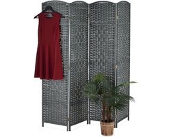 Decoratieve scheidingswand - Flexibel en stijlvol - 1 stuk - Grijs - Hout en papier - 170x160x2 cm