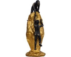Decoratieve Sculptuur Steen met Helpende Handen - Samenwerking & Solidariteit - Goud en Zwart