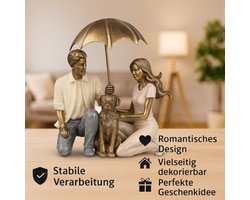 Decoratieve Sculptuur van Paar met Hond en Parasols in Polyhars