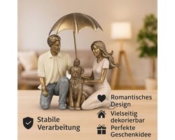 Decoratieve Sculptuur van Paar met Hond en Parasols in Polyhars