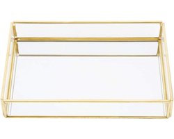 Decoratieve Sieraden Display - Glazen Lade Opslag - Sieraden Organiseren - Messing Randen - 25 x 17 x 4.5 cm