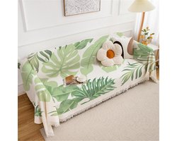 Decoratieve Sierdeken - Zachte Plaid - Bank Beschermen - Omkeerbaar Plantenontwerp - 180 x 130 cm - Groen