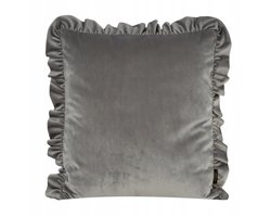 Decoratieve Sierkussenhoes Velvet 45x45 cm Zilver met Ruches