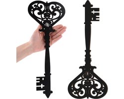 Decoratieve Sleutels - Wanddecoratie Set - Muur Sieren - Rustiek Hout Design - 35 x 15 cm - Zwart