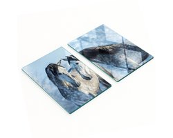 Decoratieve snijplanken van gehard glas met grijze winterpaarden, 2x40x52 cm