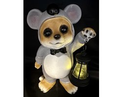 Decoratieve solarlamp "stokstaartje in onesie" - koala - polyresin - hoogte 20x11x10cm - Tuinaccessoires - Decoratieve beelden voor buiten