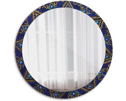 Decoratieve Spiegel - Ronde Spiegel Wandspiegel - Interieur Decoratie - Glazen Spiegel Met Print - Ø 100 cm - Multicolor