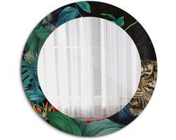 Decoratieve Spiegel - Wandspiegel Rond - Interieur Decoratie - Vintage Jungle Print - Ø 60 cm - Multicolor