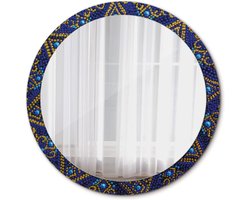 Decoratieve Spiegel - Wandspiegel Rond - Interieur Verfraaien - Met Unieke Print - Ø 100 cm - Multicolor