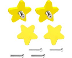 Decoratieve Ster Meubelknoppen - 4 Stuks Zachte Handgrepen voor Kinderkamer, Kledingkast en Lades in Geel, Perfecte Accessoires voor Interieurdecoratie
