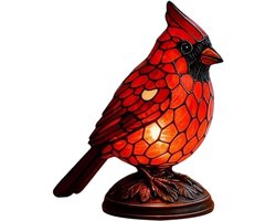 Decoratieve Tafellamp - Dierenfiguur Lamp - Sfeerverlichting Thuis - Handgesneden Design - 17.5 cm Hoog - Rood Figuur