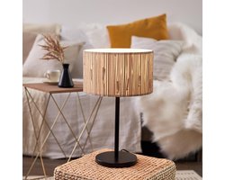 Decoratieve tafellamp met Zeegras Kap - 41 cm Hoog, Ø 25 cm - Eco-vriendelijk en Mobiel