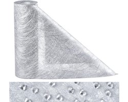 Decoratieve tafelloper zilver – 23 cm brede fleece tafelband, stijlvolle tafeldecoratie voor alle vieringen